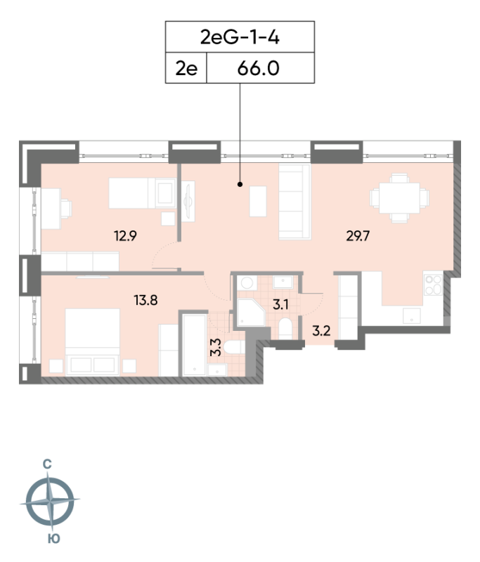 3 ккв (Евро) 66,3 м²