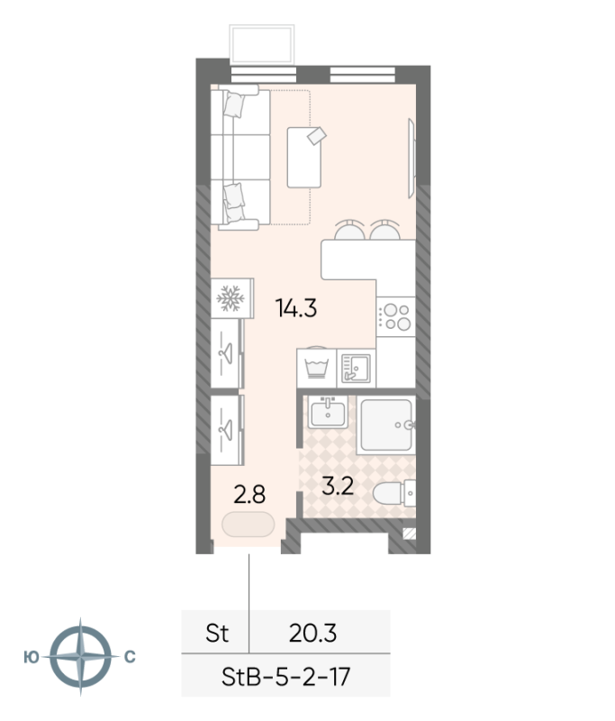 Студия 20,3 м²