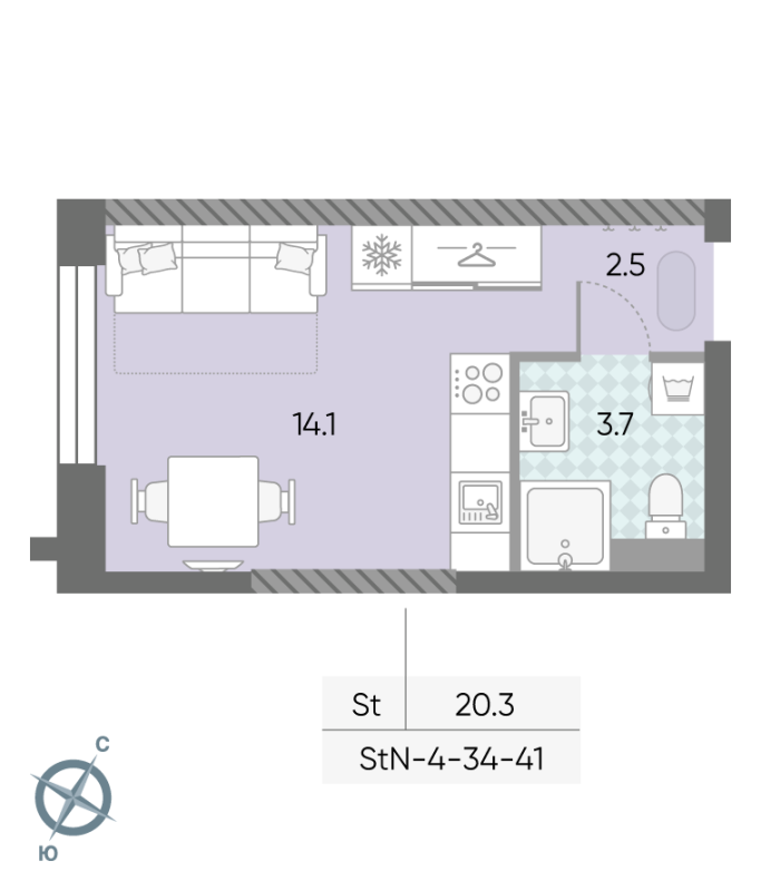 Студия 20,3 м²