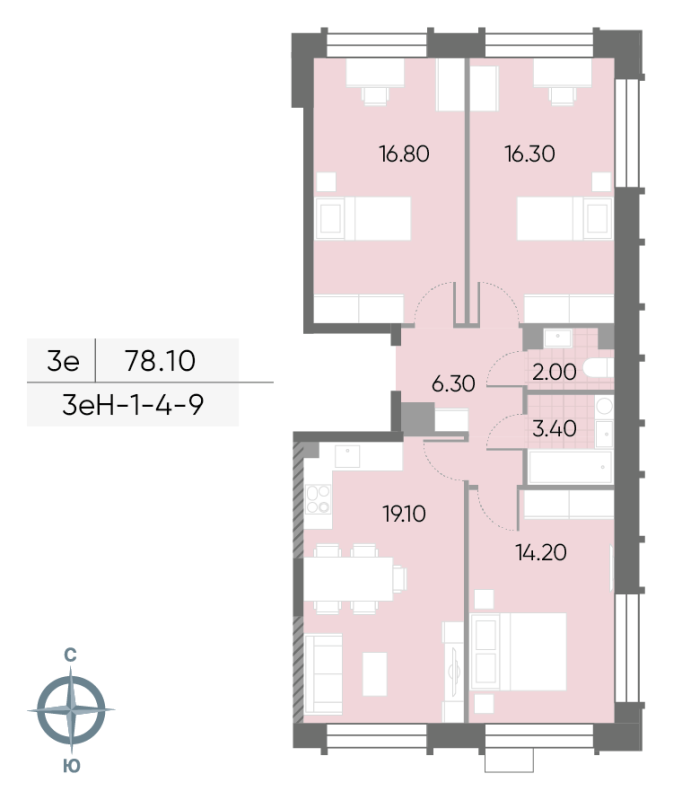 4 ккв (Евро) 78,1 м²