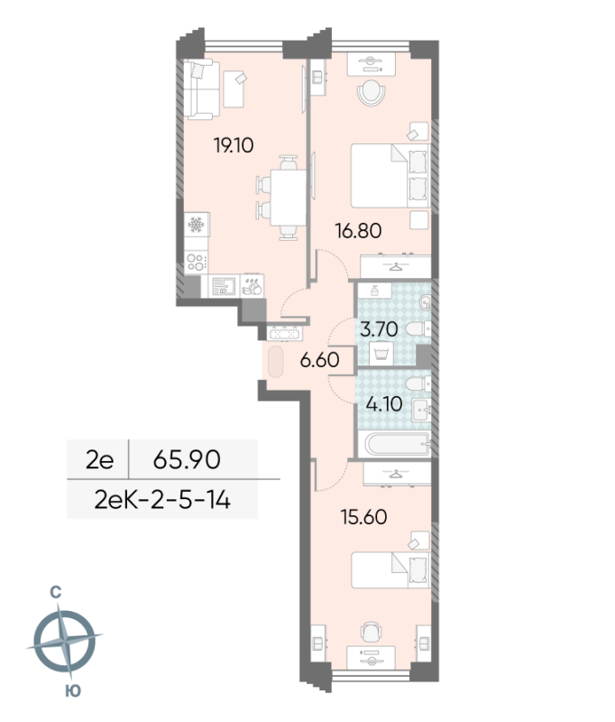 3 ккв (Евро) 65,9 м²