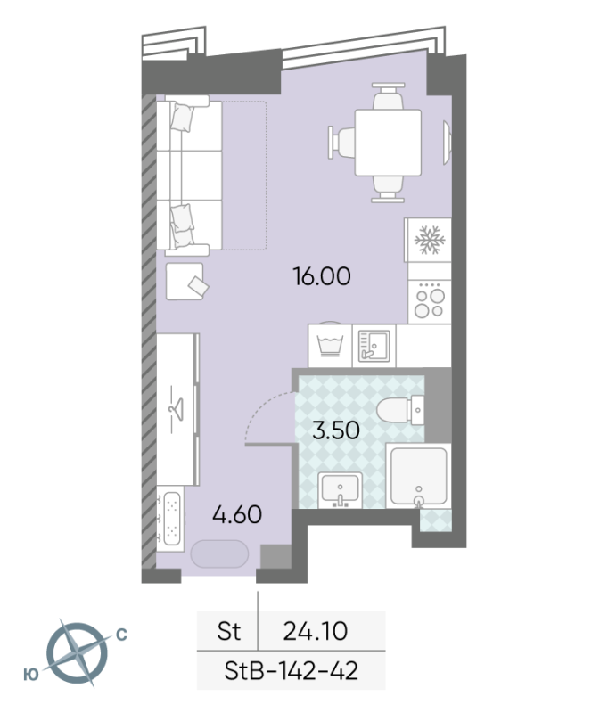 Студия 24,1 м²