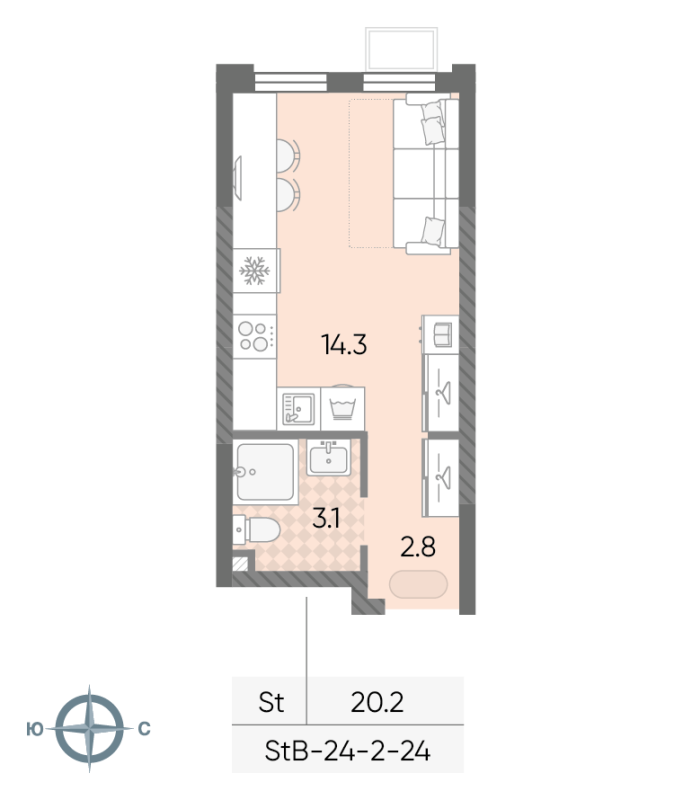 Студия 20,2 м²