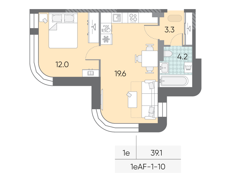 2 ккв (Евро) 39,1 м²