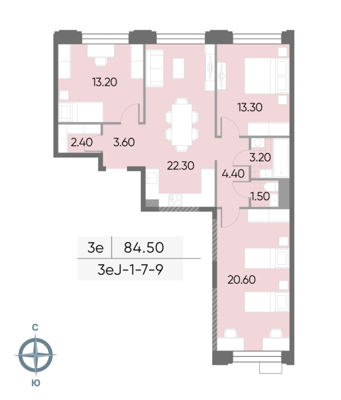 4 ккв (Евро) 84,5 м²