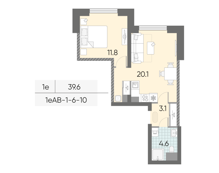 2 ккв (Евро) 39,6 м²