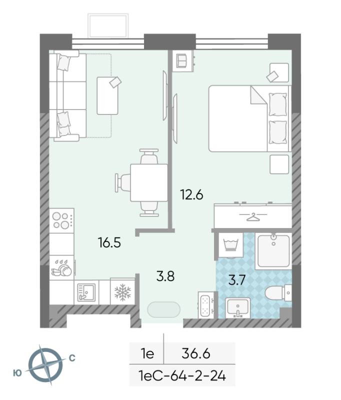 2 ккв (Евро) 35,7 м²