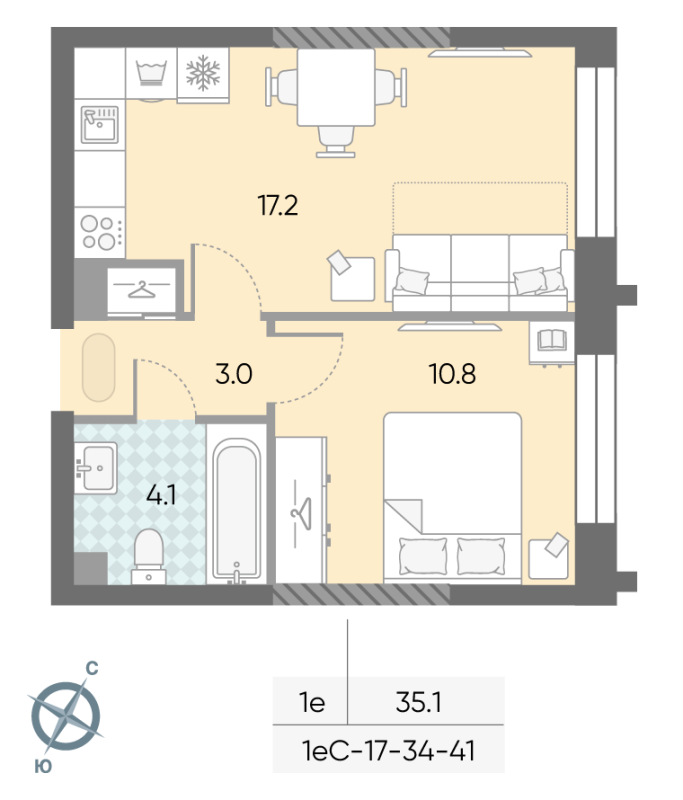 2 ккв (Евро) 35,1 м²