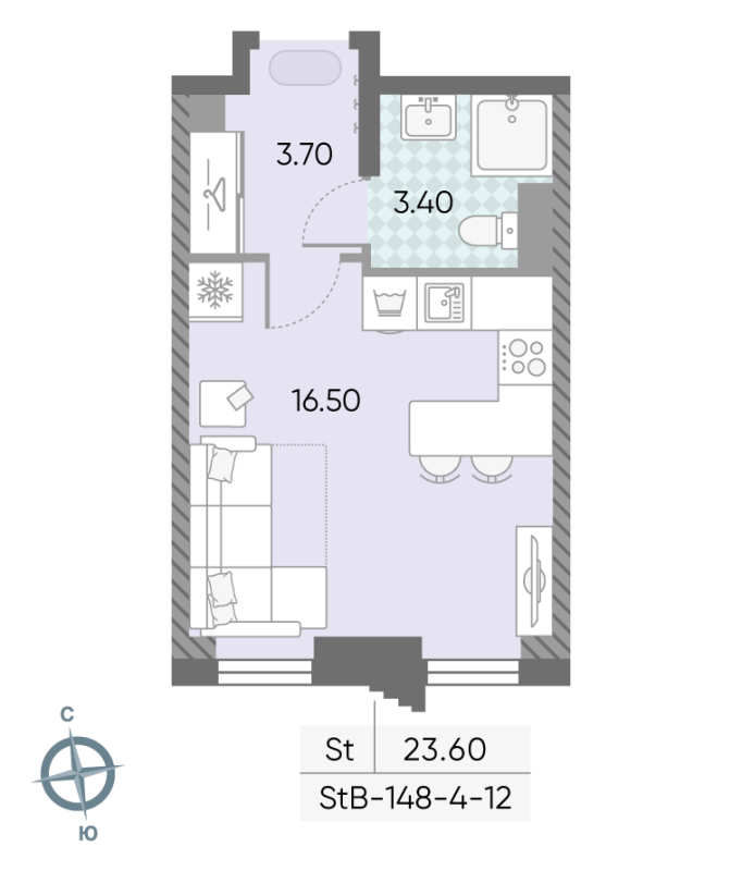 Студия 23,6 м²
