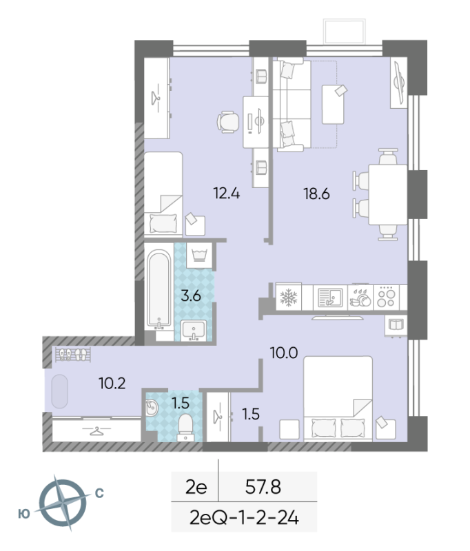 3 ккв (Евро) 56,2 м²