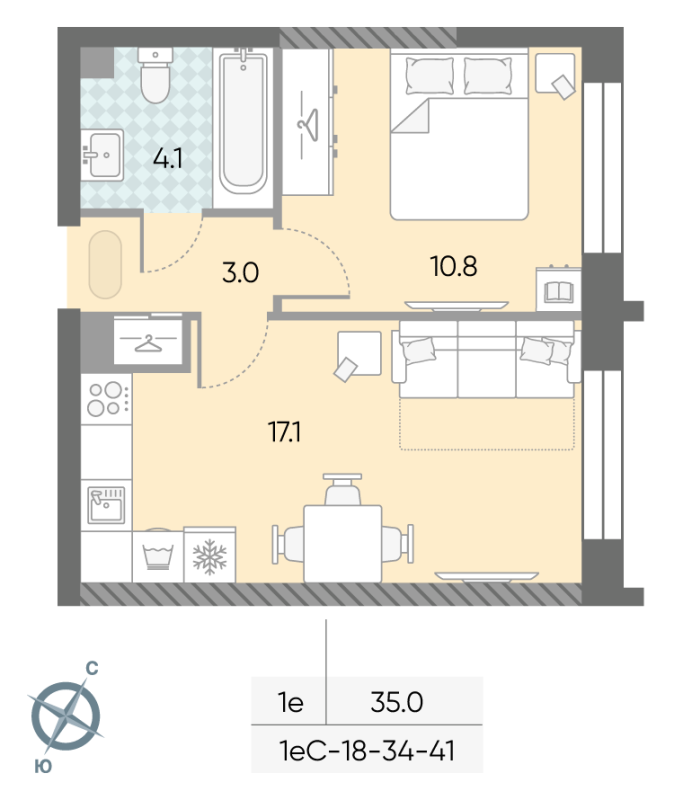 2 ккв (Евро) 35 м²