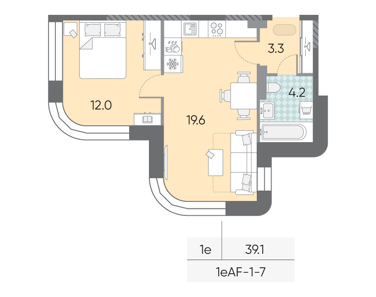 2 ккв (Евро) 39,1 м²
