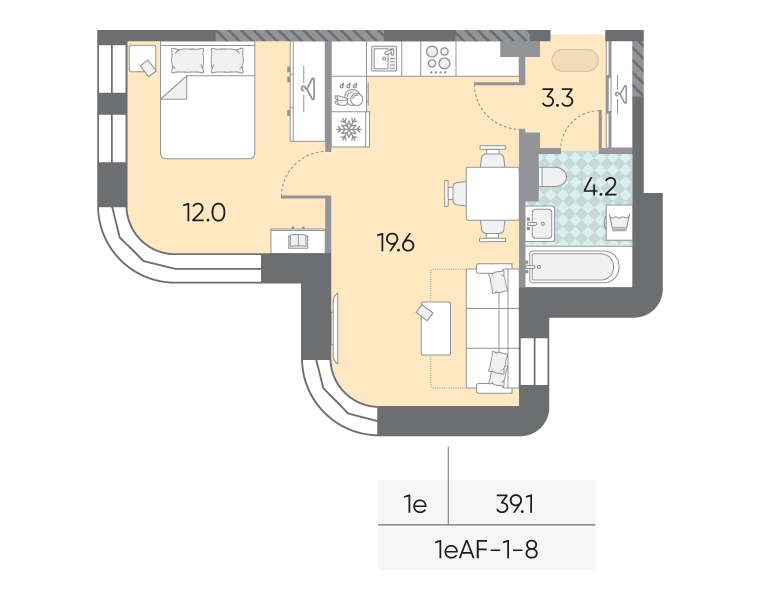 2 ккв (Евро) 39,1 м²