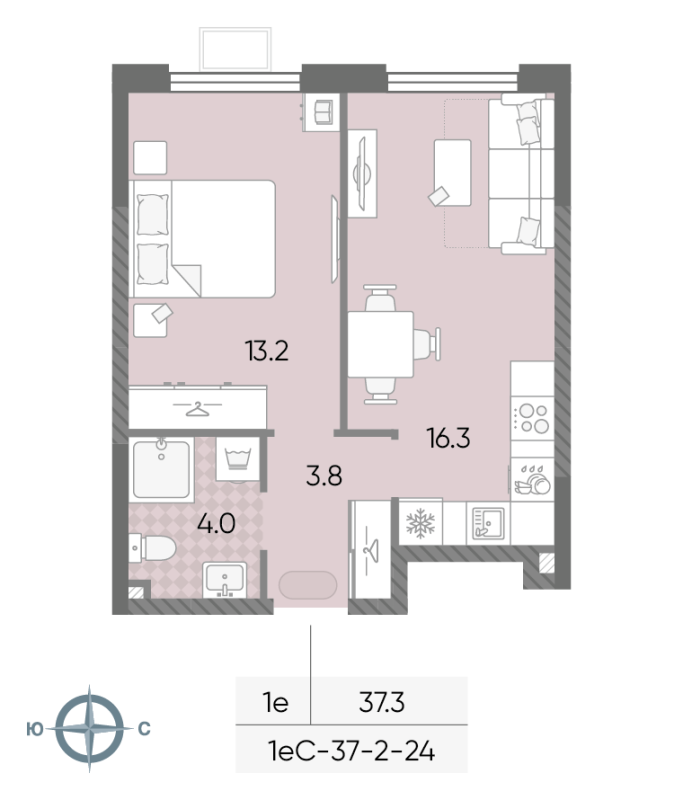 2 ккв (Евро) 37,3 м²