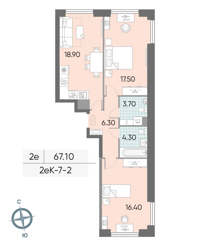 3 ккв (Евро) 67,1 м²