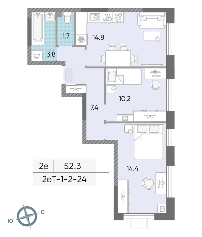 2 ккв 50,9 м²