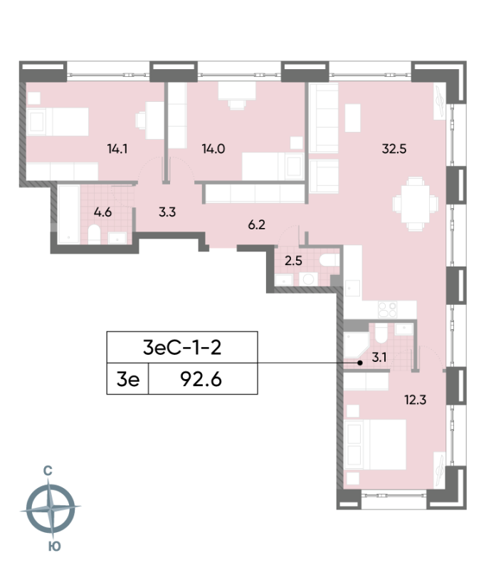 4 ккв (Евро) 90,5 м²