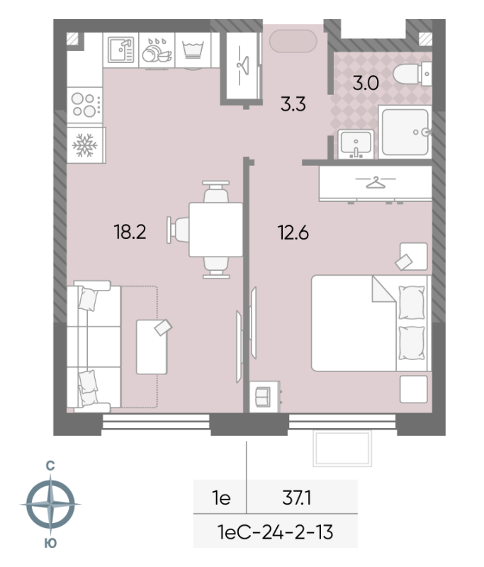 2 ккв (Евро) 37,1 м²