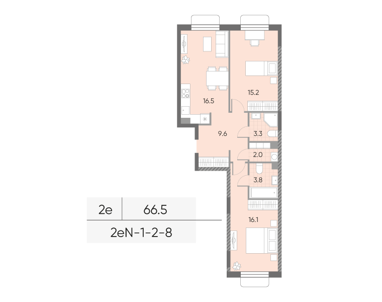 3 ккв (Евро) 66,5 м²