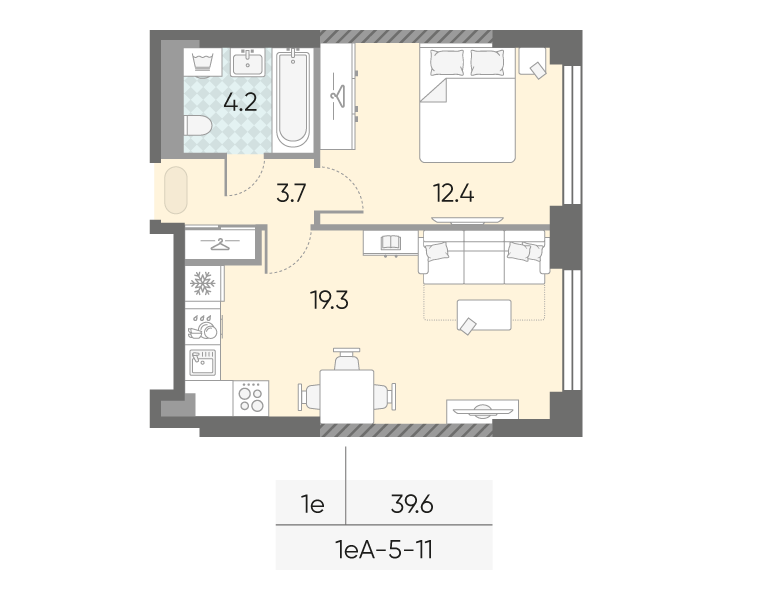 2 ккв (Евро) 39,6 м²