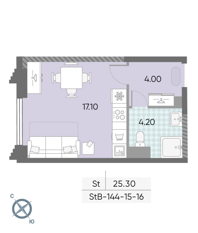 Студия 25,3 м²
