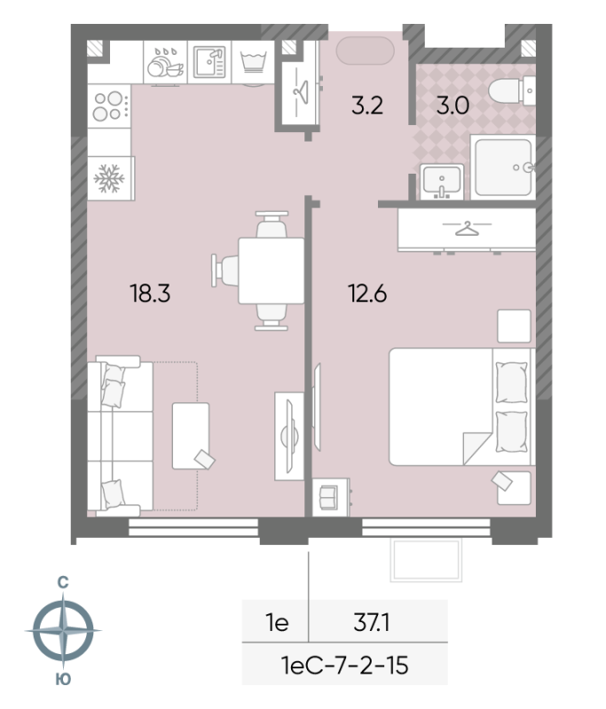 2 ккв (Евро) 37,1 м²