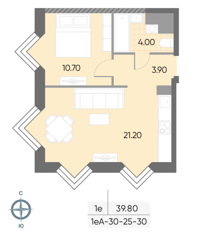 2 ккв (Евро) 39,8 м²