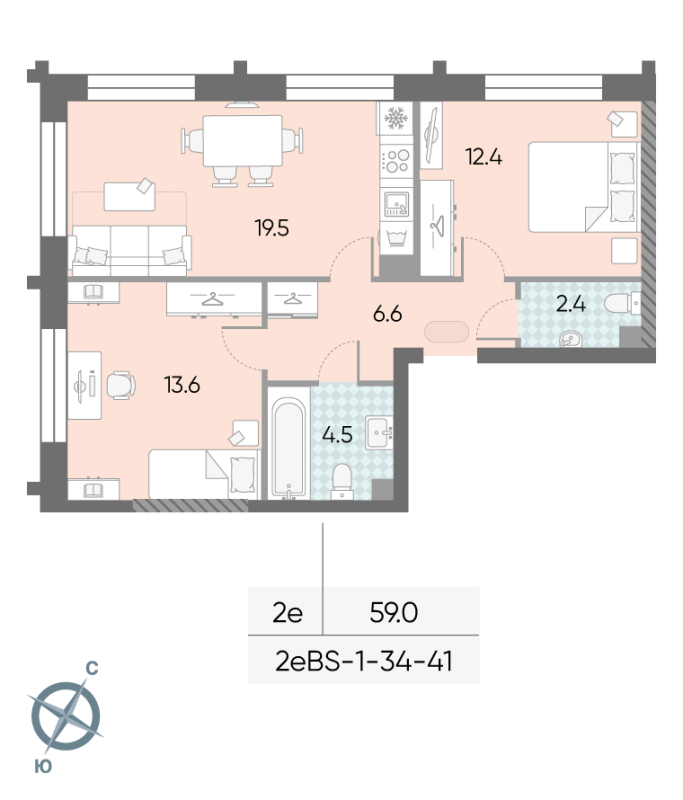 3 ккв (Евро) 59 м²