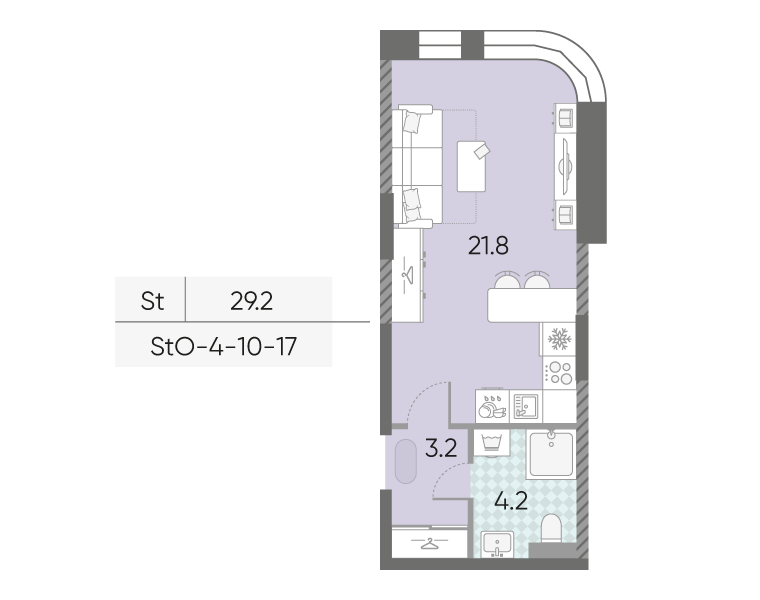 Студия 29,2 м²