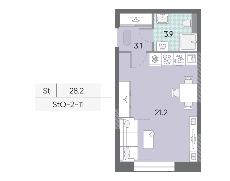 Студия 28,2 м²