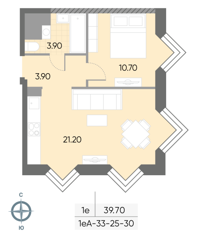 2 ккв (Евро) 39,7 м²