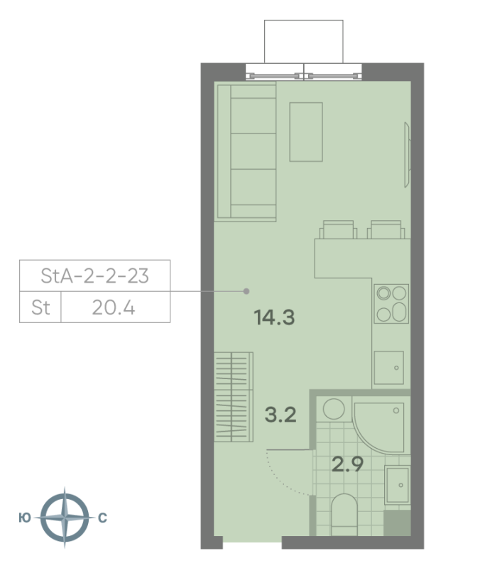Студия 20,1 м²