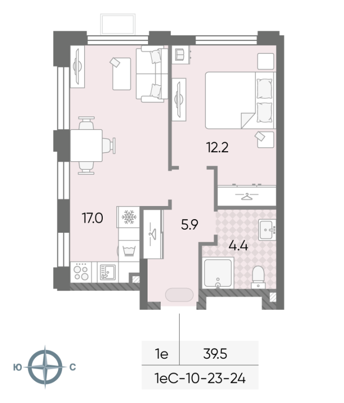 2 ккв (Евро) 39,5 м²