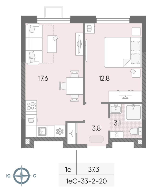 2 ккв (Евро) 37,3 м²