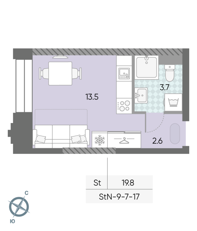 Студия 19,8 м²