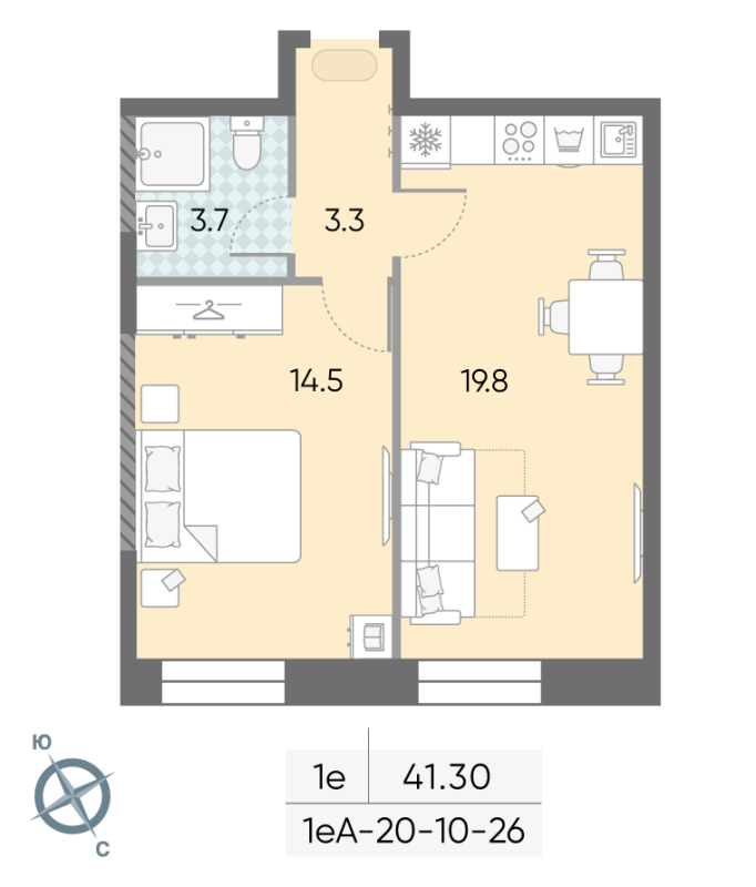 2 ккв (Евро) 41,4 м²