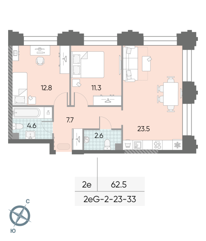 3 ккв (Евро) 62,5 м²