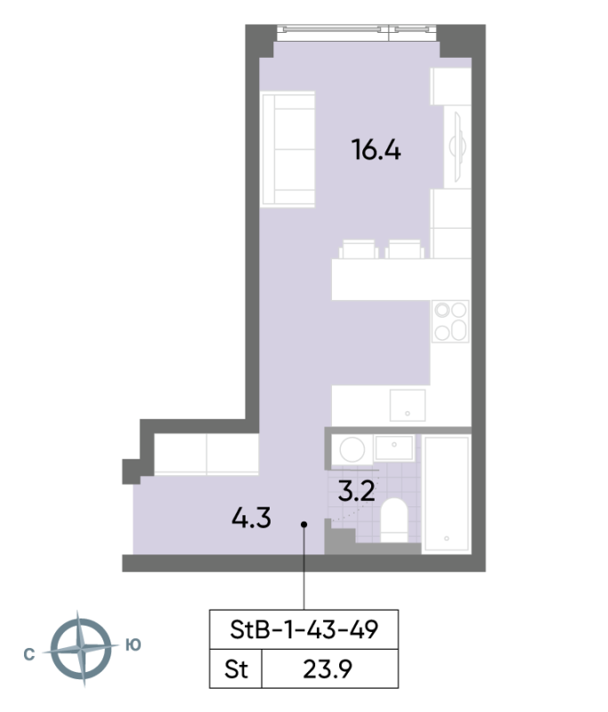 Студия 24,4 м²