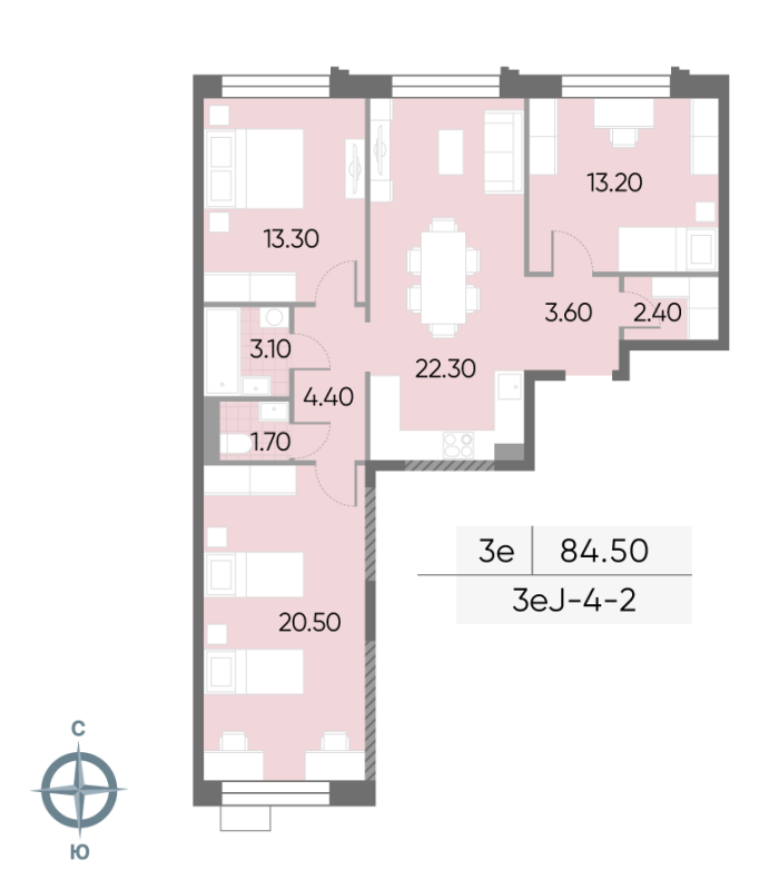4 ккв (Евро) 84,5 м²