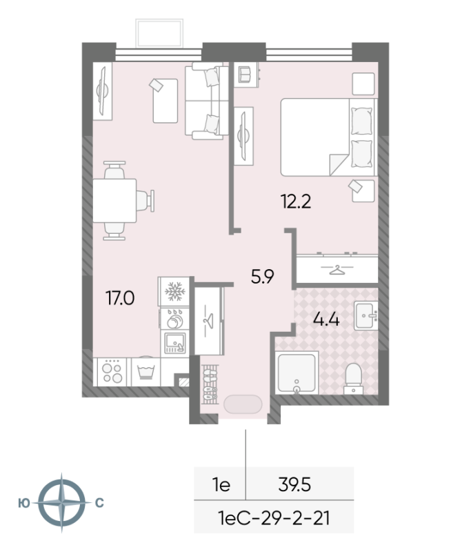 2 ккв (Евро) 39,5 м²
