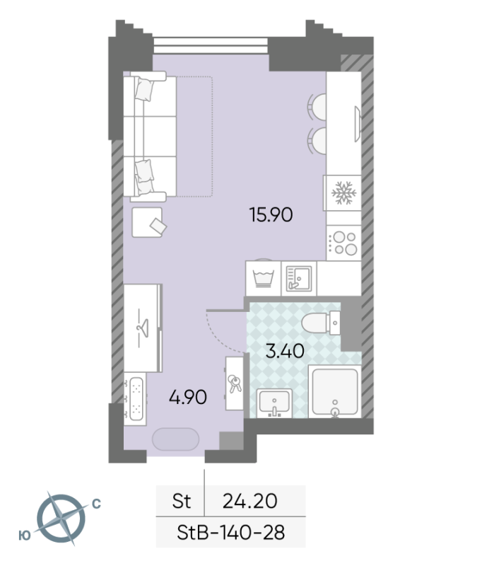 Студия 24,2 м²