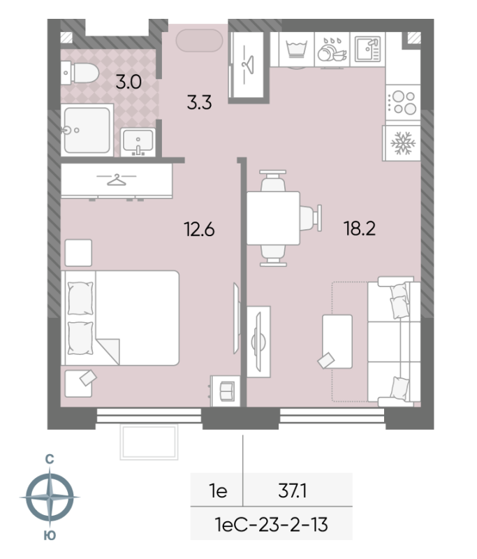 2 ккв (Евро) 37,1 м²