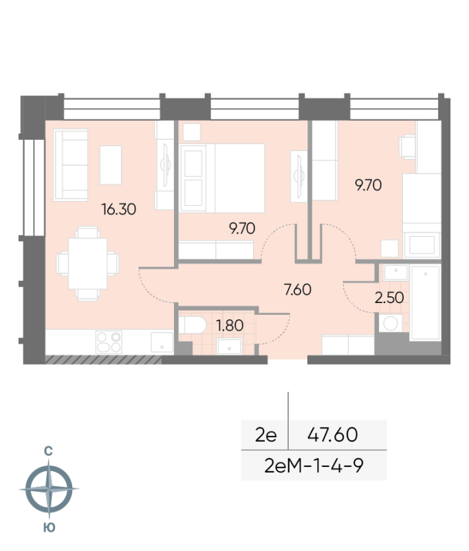 3 ккв (Евро) 47,6 м²