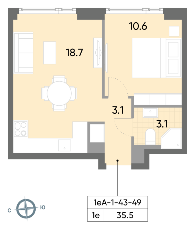 2 ккв (Евро) 36,1 м²