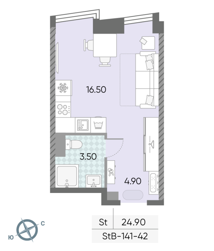 Студия 24,9 м²
