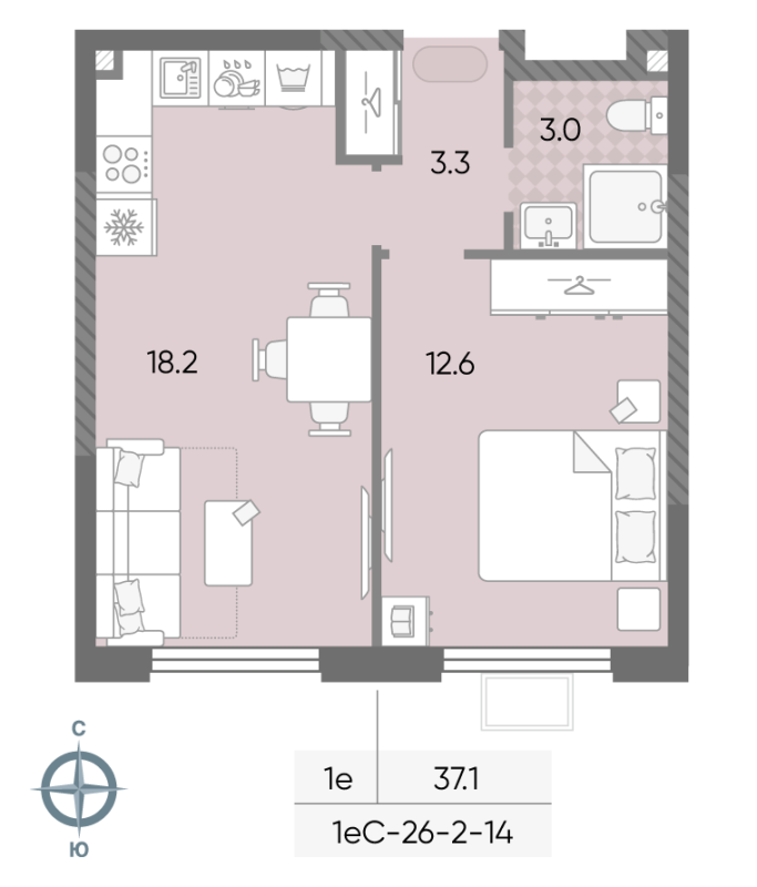 2 ккв (Евро) 37,1 м²