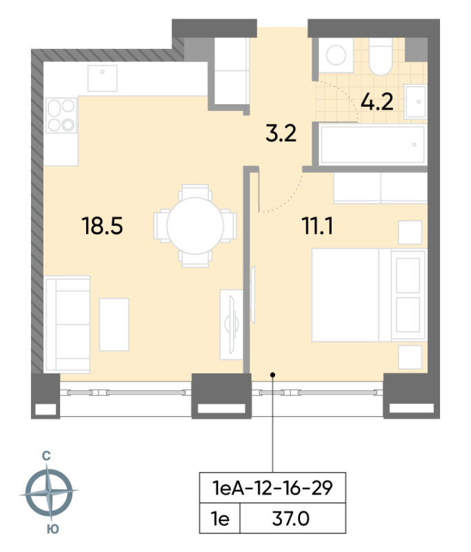 2 ккв (Евро) 37,5 м²