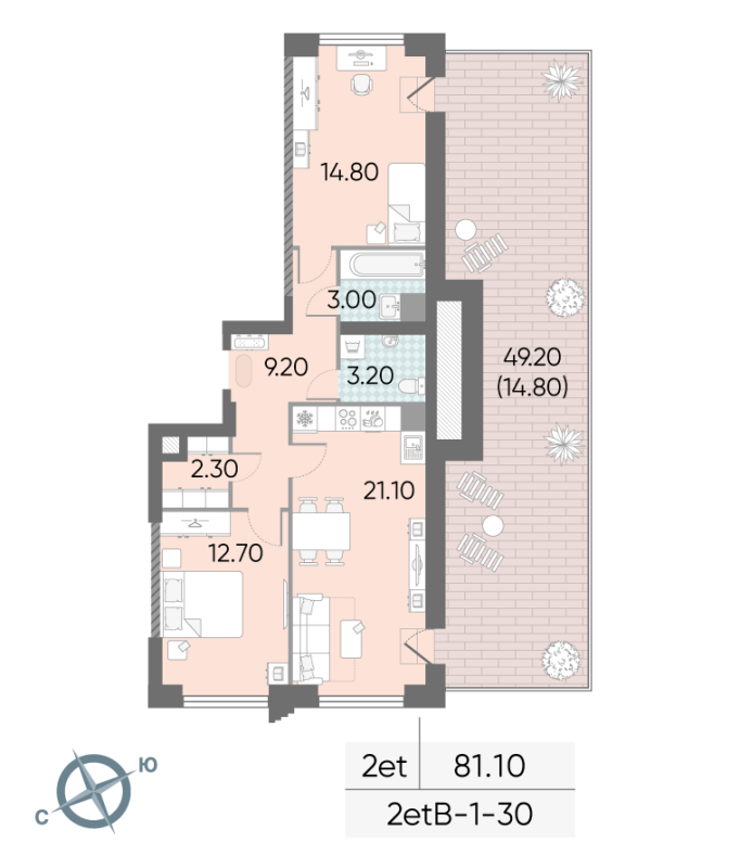 3 ккв (Евро) 81,1 м²