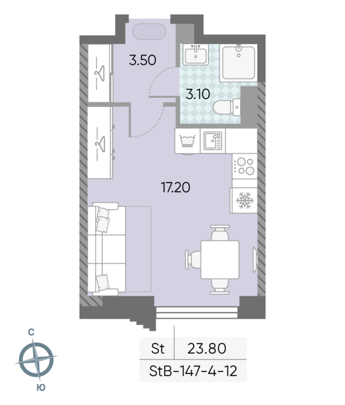 Студия 23,8 м²