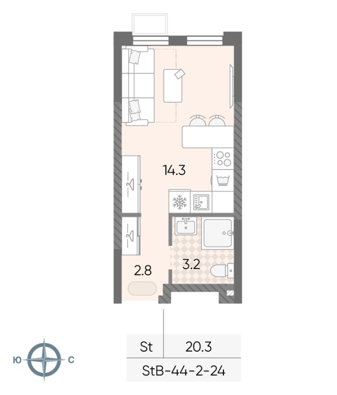 Студия 20,3 м²
